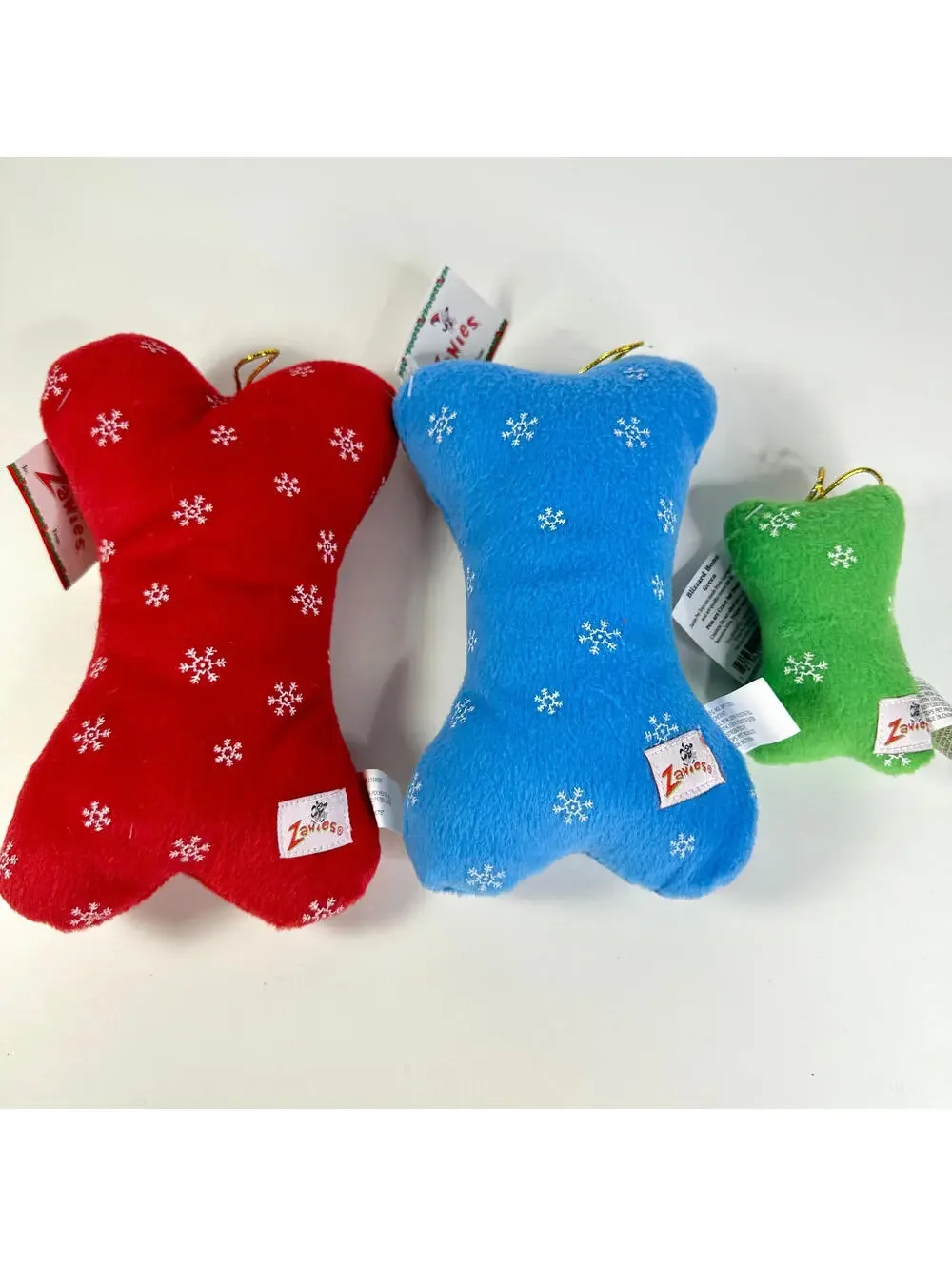 Zanies Dog Bone Toys Squeakers Set of 3 Fabric Bones
